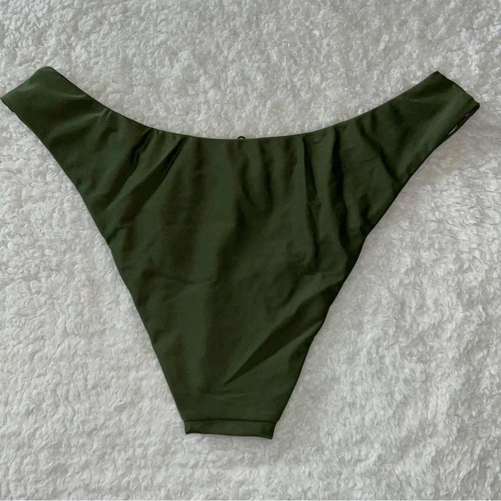 J. Crew Curved Waist Cheeky Bikini Bottom Safari Green Size Medium NWT